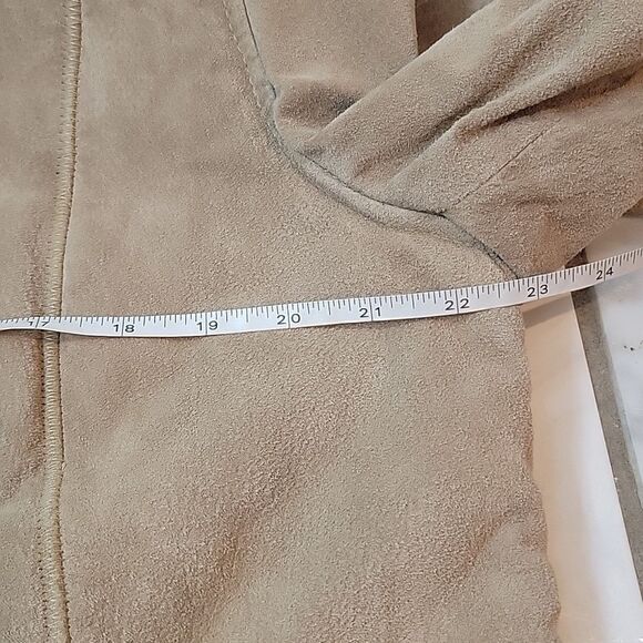 EMC Women's tan 100% leather faux fur lined jacked size XL hooded - Picture 7 of 11